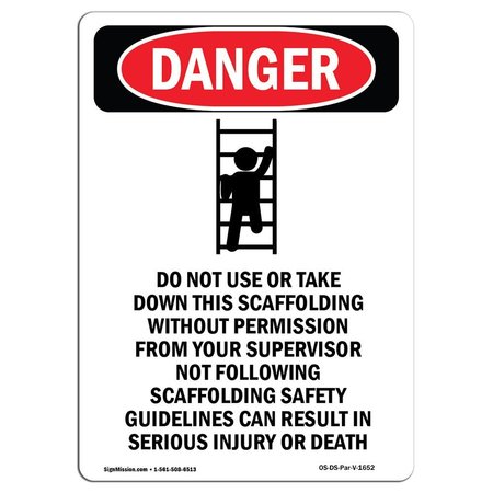 SIGNMISSION OSHA Danger Sign, Do Not Use Or Take, 24in X 18in Rigid Plastic, 18" W, 24" L, Portrait OS-DS-P-1824-V-1652